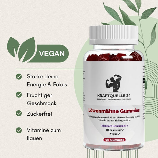 Löwenmähne Gummies | Mit Vitamin B6 | 60 Stück