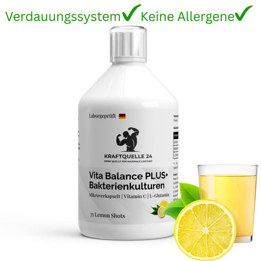 Vita Balance PLUS+  Bakterienkulturen - 33 vegane Lemon Shots - 500ml