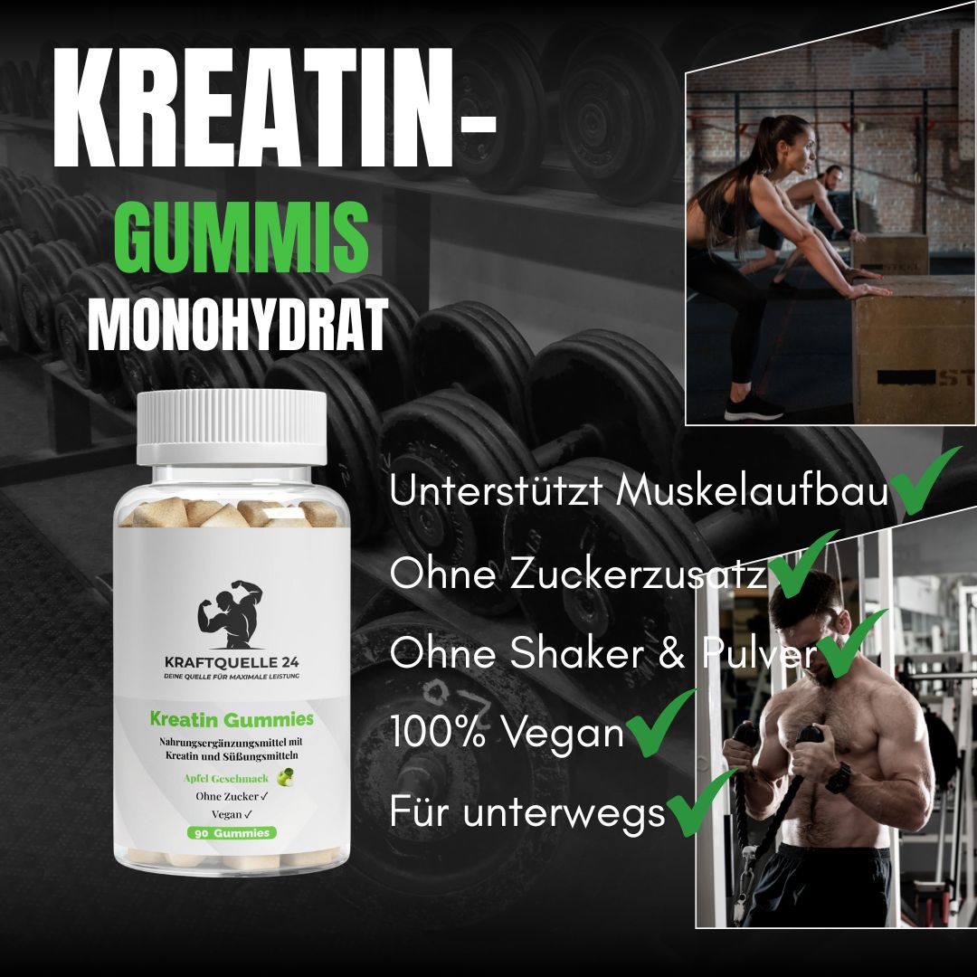 Kreatin Gummies | Monohydrat | Vegan & Zuckerfrei | 90 Stück