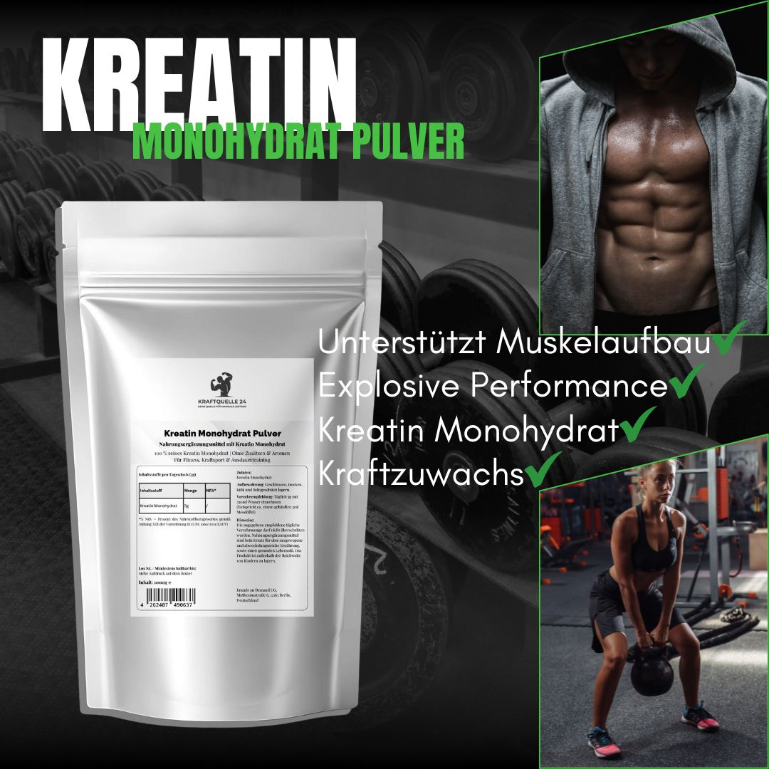 Kreatin Monohydrat Pulver | Mikronisiert | 1000g Beutel