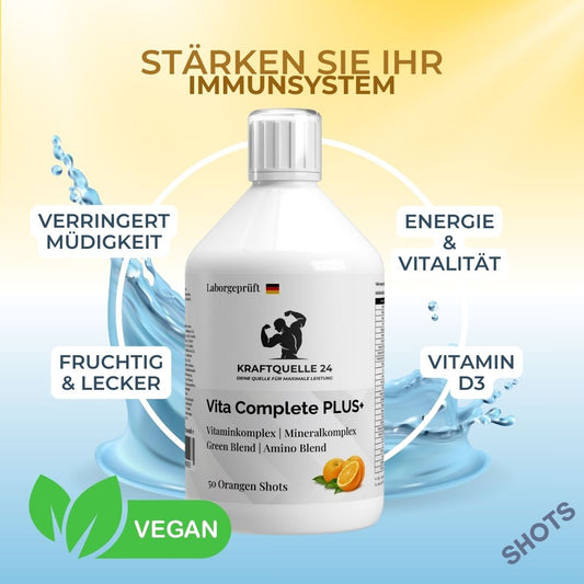 Vita Complete PLUS+ 50 vegane Shots - Fresh Orange - 500ml