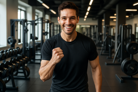 junger dynamischer mann im firnessstudio