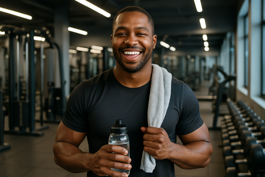 zufriedener Sportler im fitnessstudio